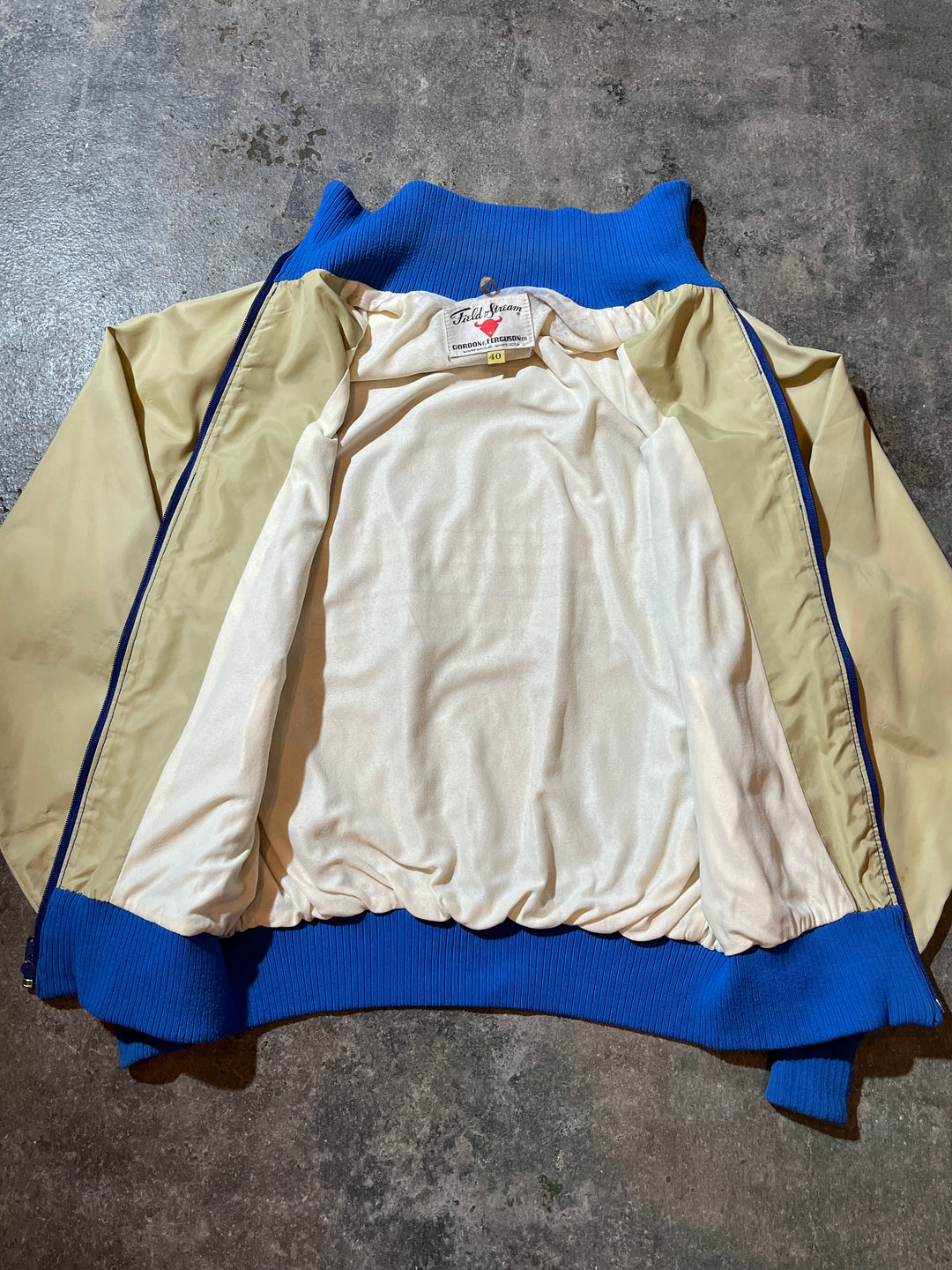 1970s red × blue line high neck blouson