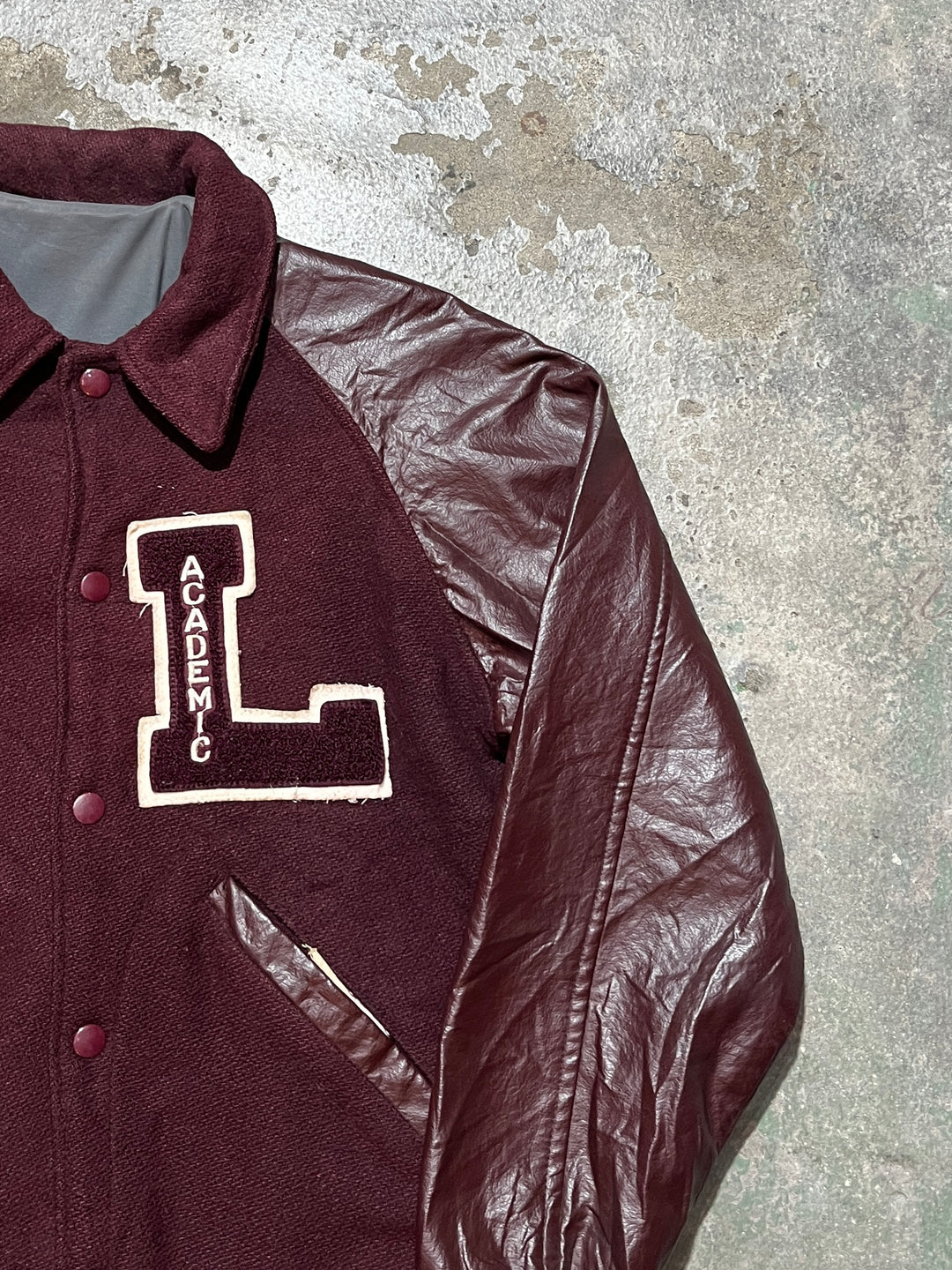 1950-60s vintage burgundy stadium jacket