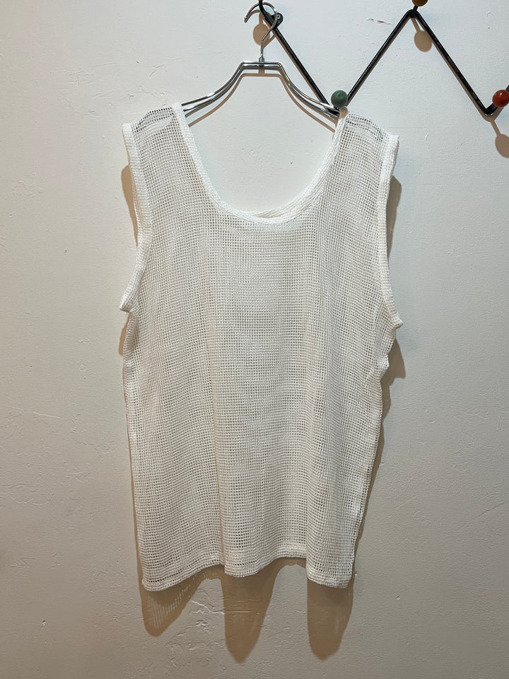 white mesh pullover sleeveless tops