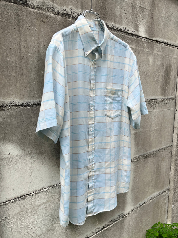 1980-90s pale blue × white checkered s/s B.D shirt