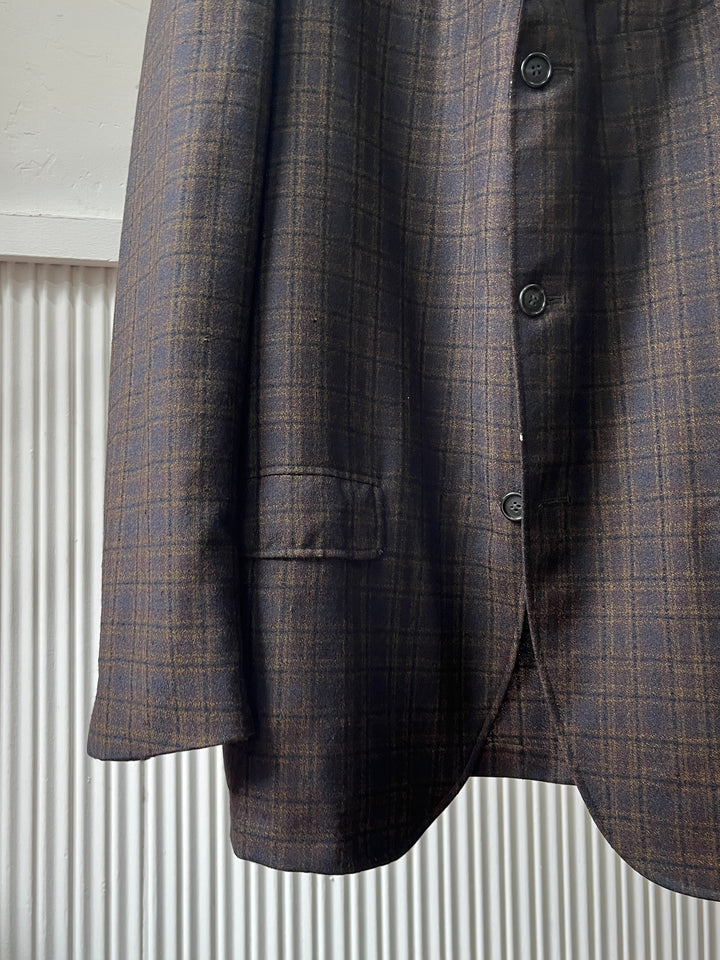 1960s violet × brown check tailored jacket