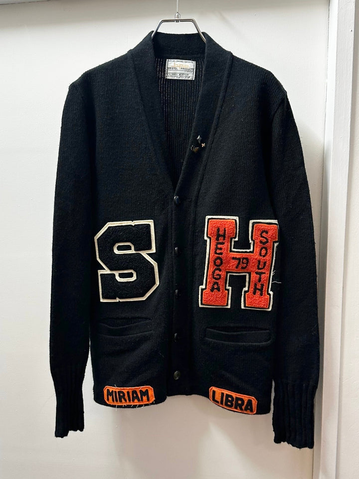 1970s vintage black lettered cardigan