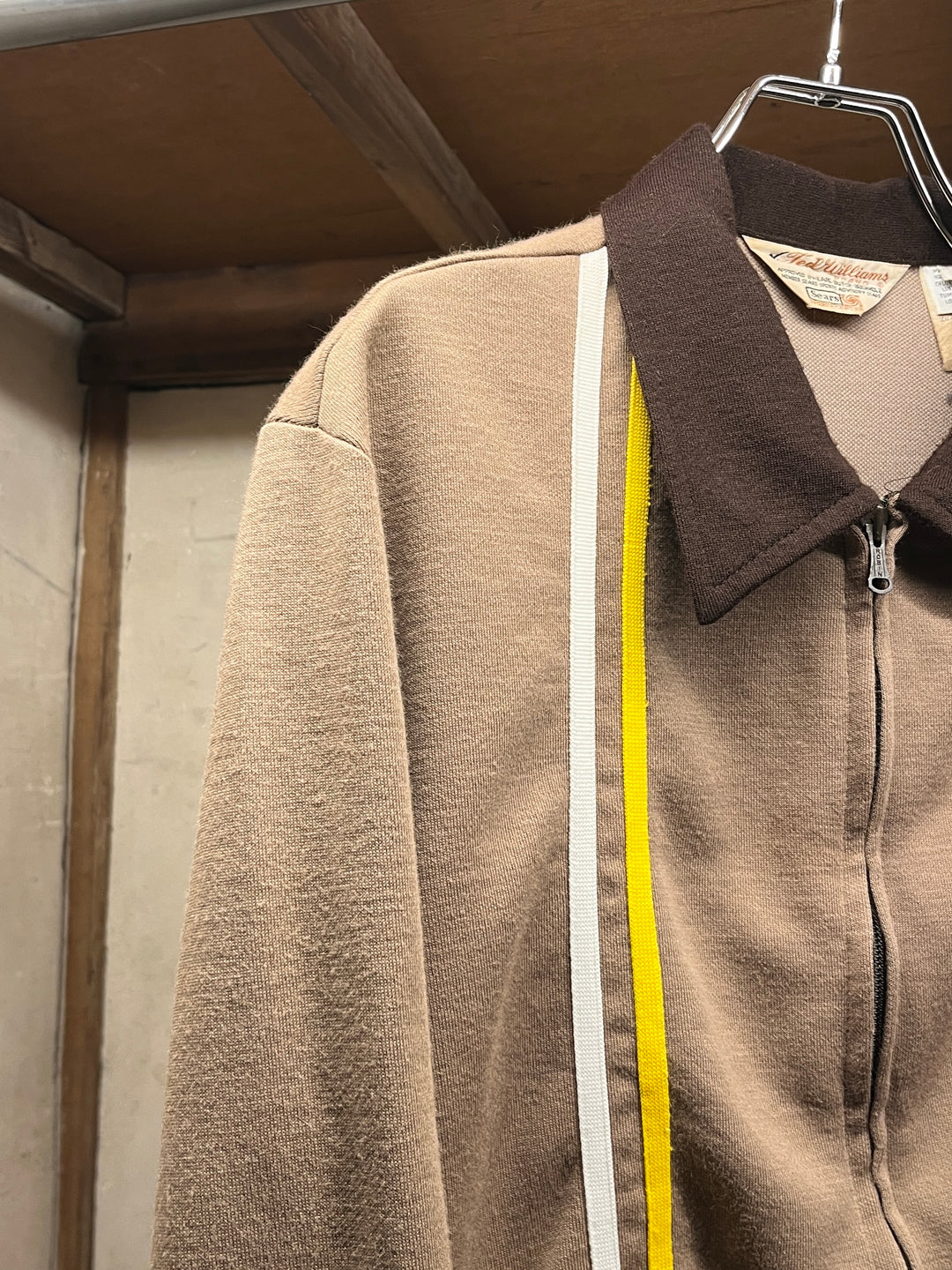 1970s "Sears" brown × front line knit track jacket