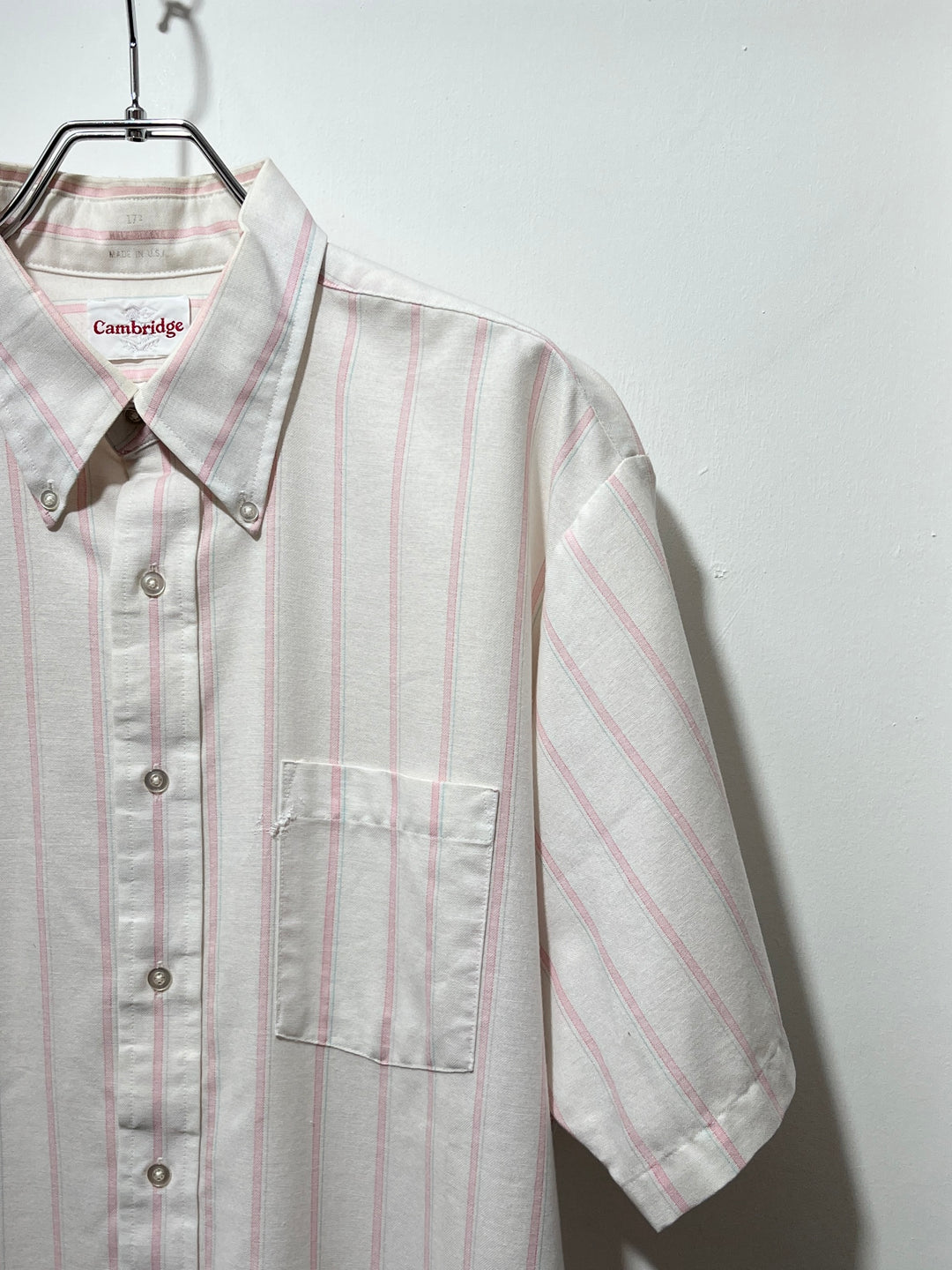 1980-90s USA made pale pink stripes s/s shirt