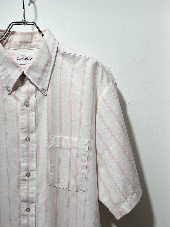 1980-90s USA made pale pink stripes s/s shirt