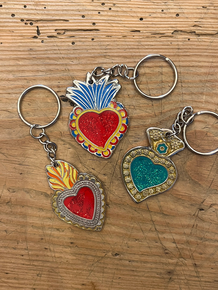 Milagro heart charm keychain