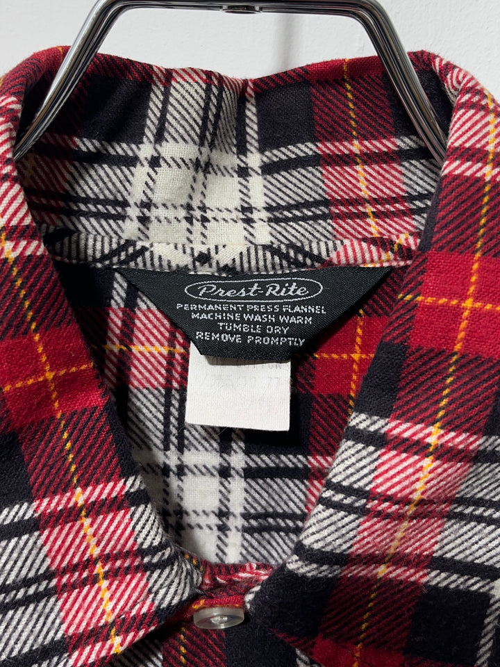 1960-70s red × black checkered flannel shirt