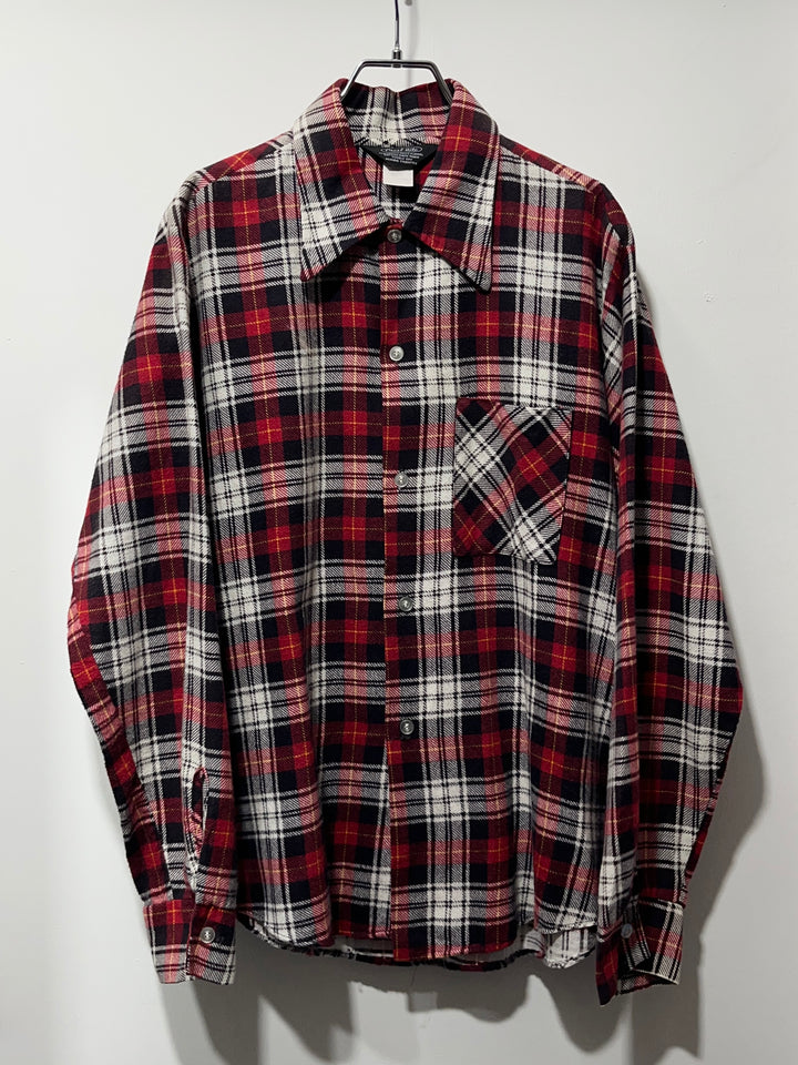 1960-70s red × black checkered flannel shirt