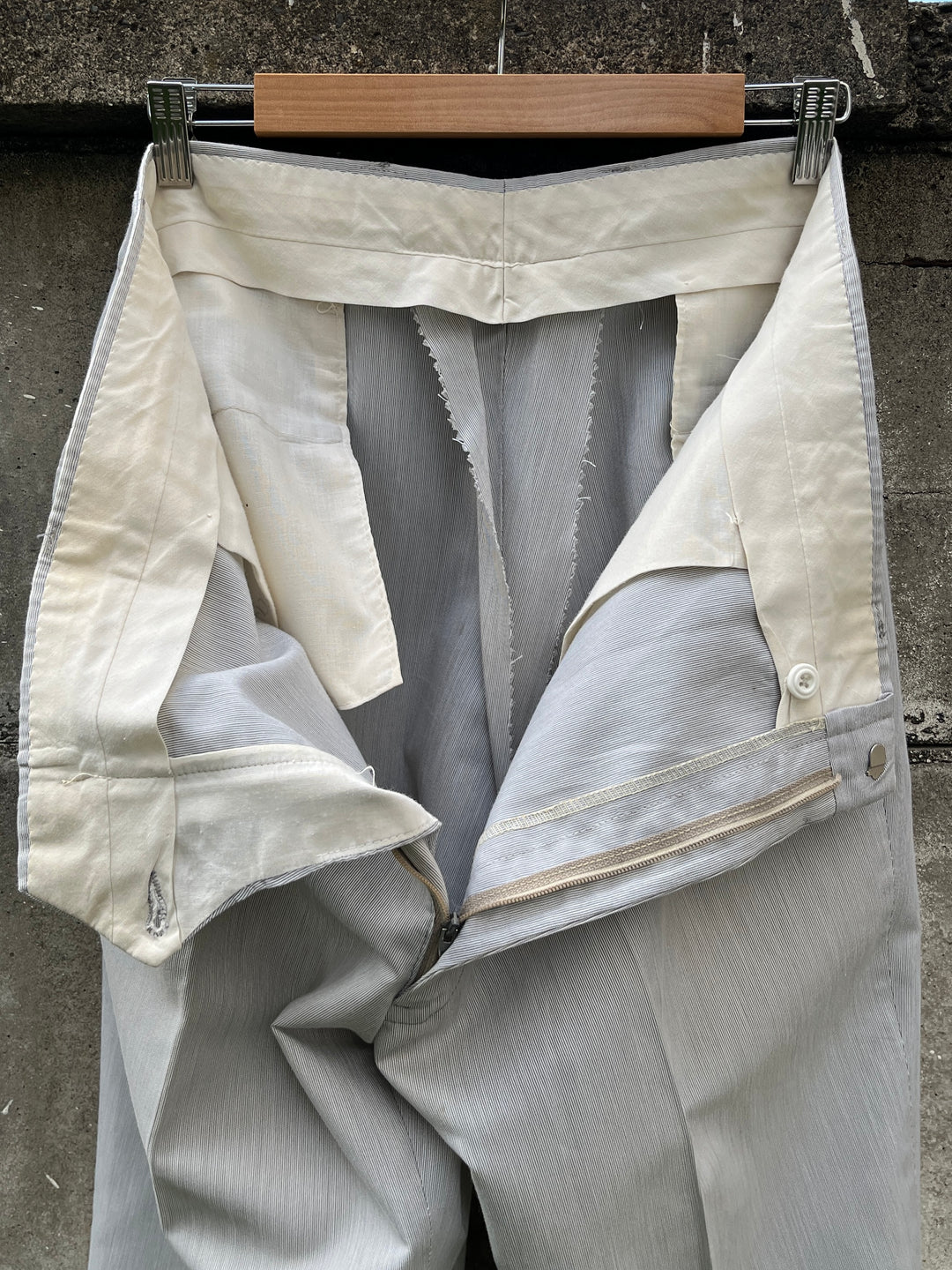 1960-70s white × gray pinstripe slacks