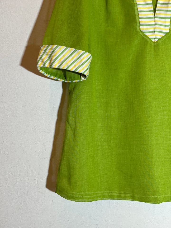 1970s lime green sheer s/s tops