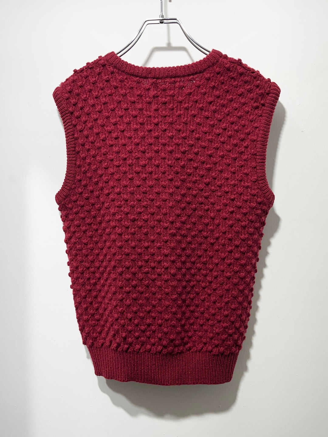 1970s burgundy chunky popcorn knit vest
