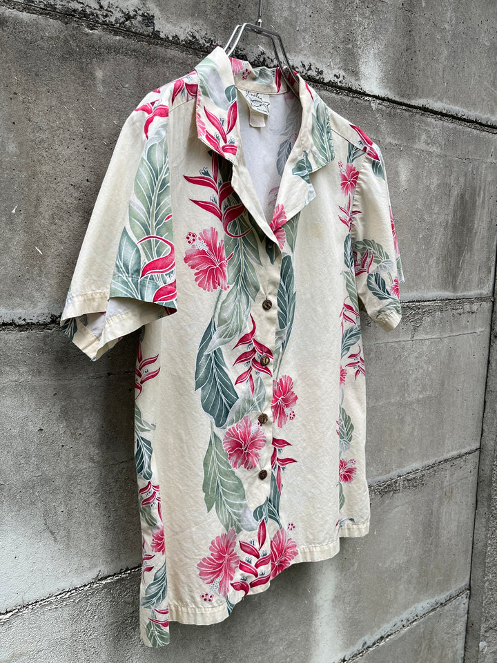 1980-90s Hawaii made botanical print s/s shirt