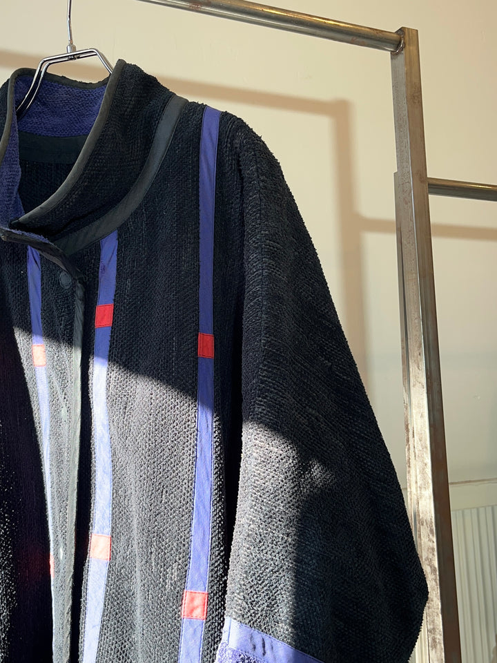 1980s FINLAND made decorative vertical stripes 
blanket cloth jacket