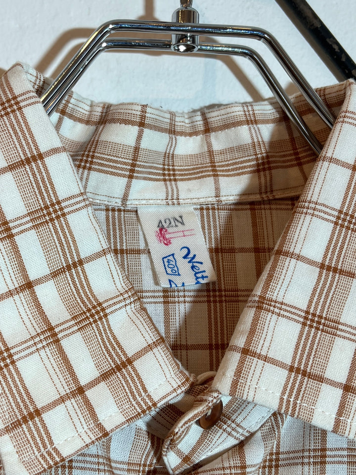 1960s orange brown checkered shirt