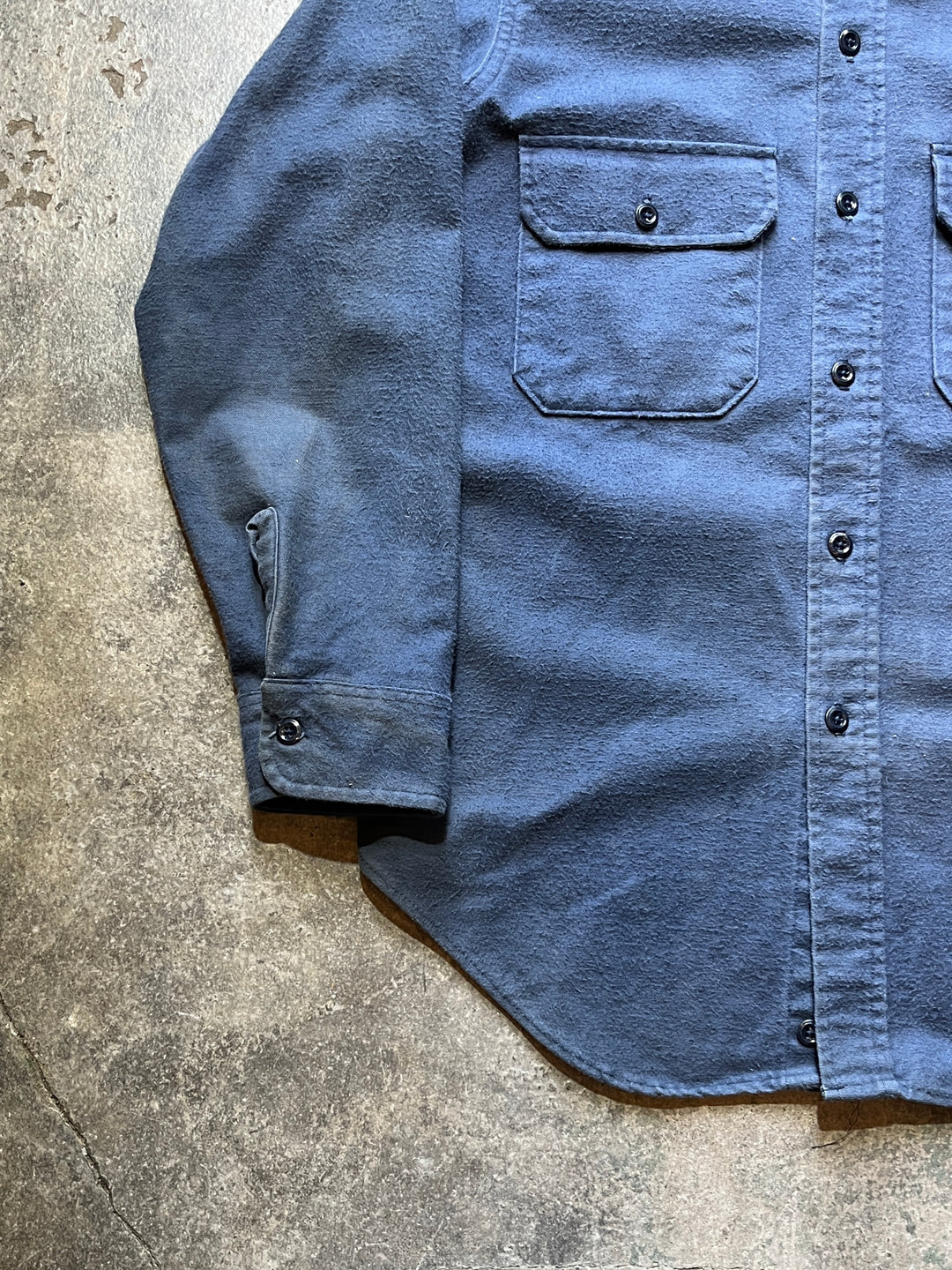 1980s USA made "Wool rich" fade blue chamois cloth shirt
