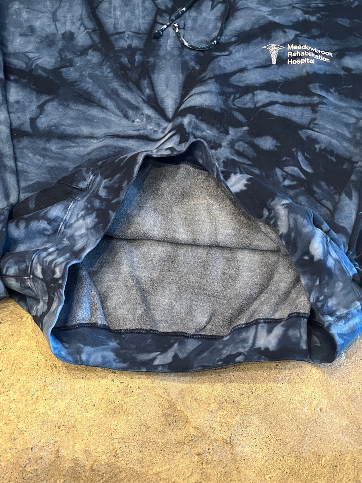 1990s deep blue tie-dye color sweat hoodie