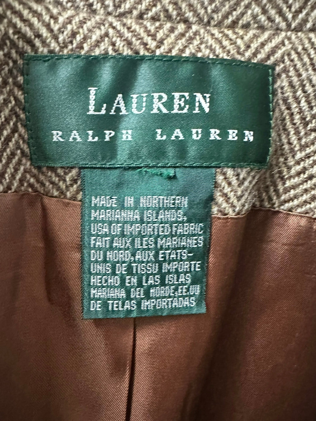 1980-90s "LAUREN RALPH LAUREN" chin strap tweed jacket