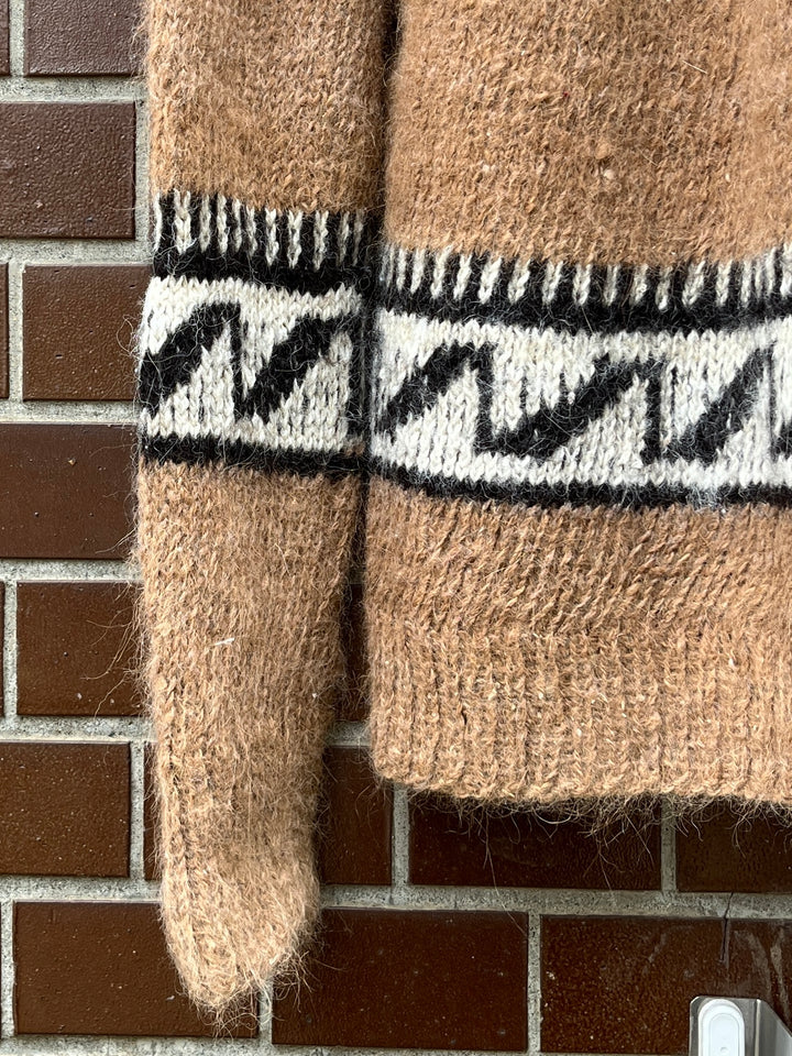 1970s camel nordic pattern knit