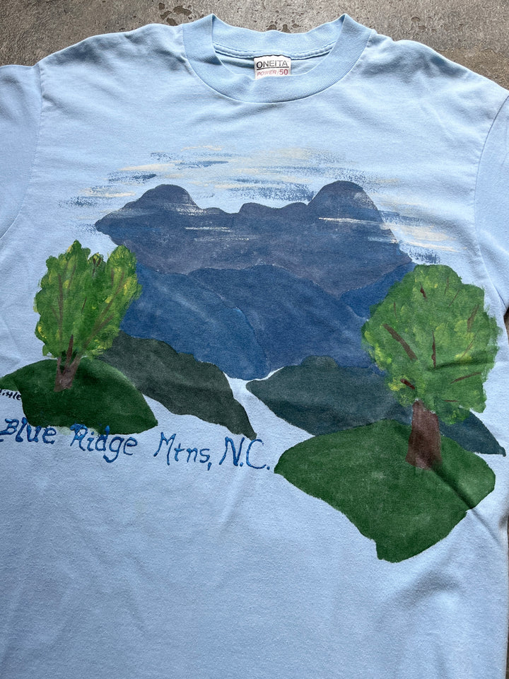 1990s USA made blue ridge Mount. hand-painted style print T-shirt