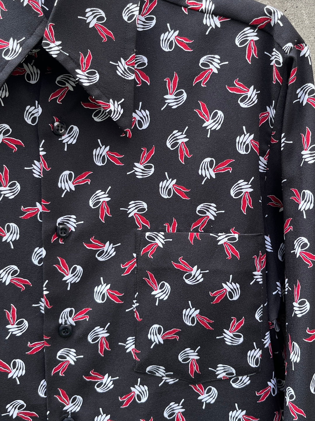 1970s abstract floral pattern shirt