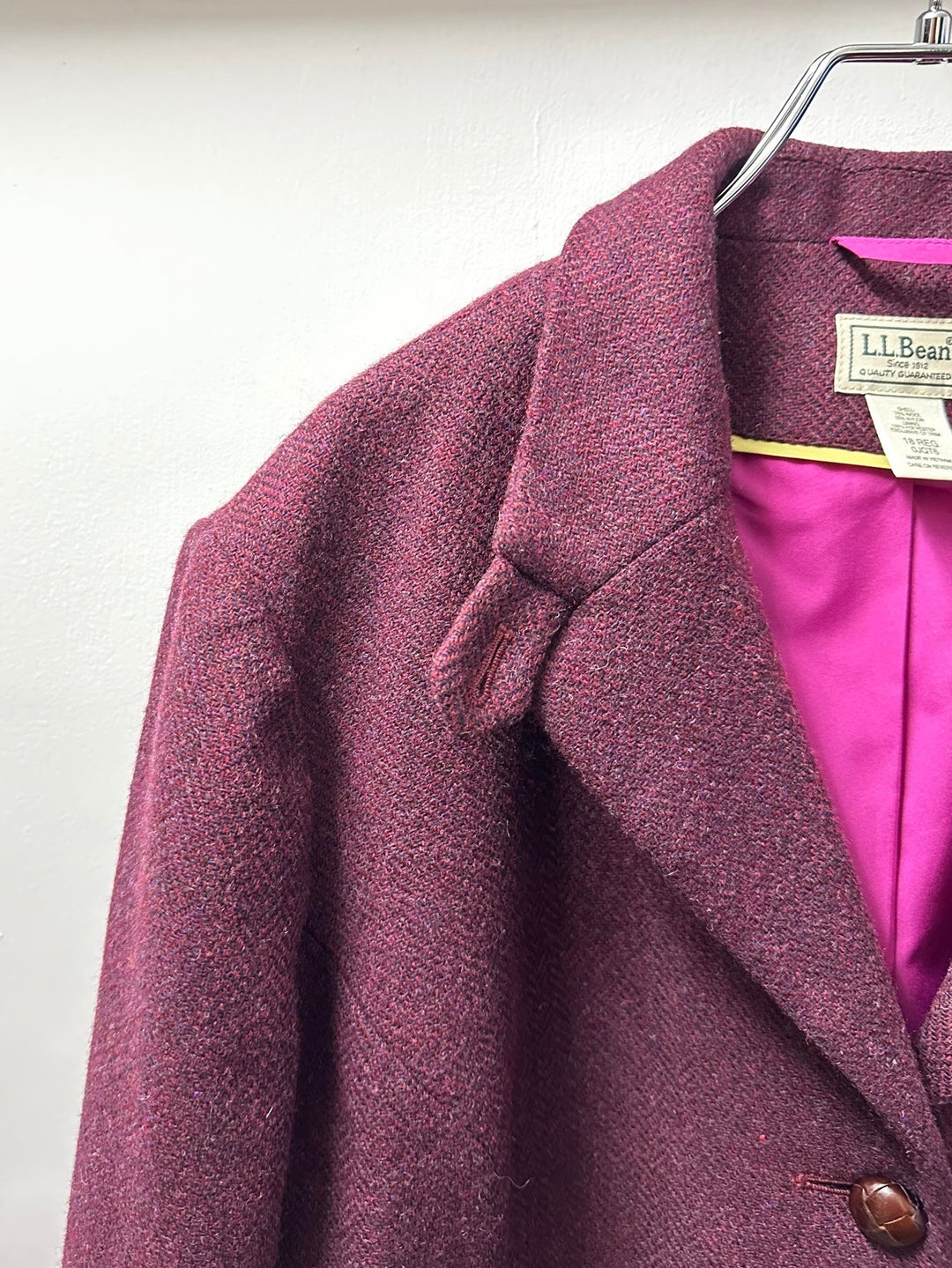 "L.L Bean" wine red color chin strap tweed jacket