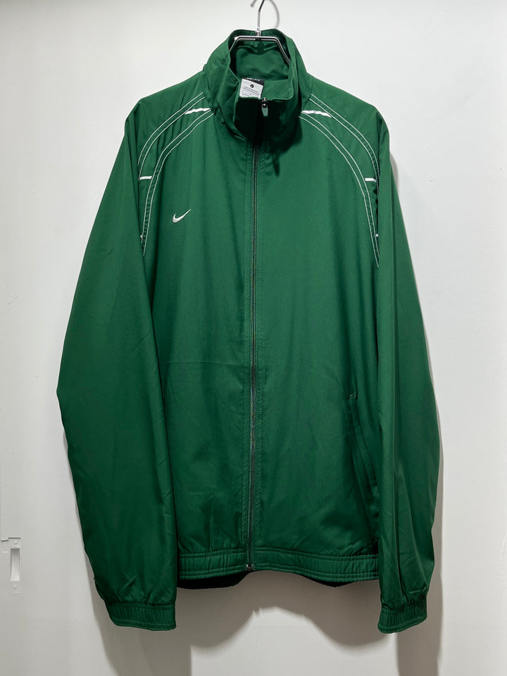 2000s "NIKE" green × white stitch training jacket
