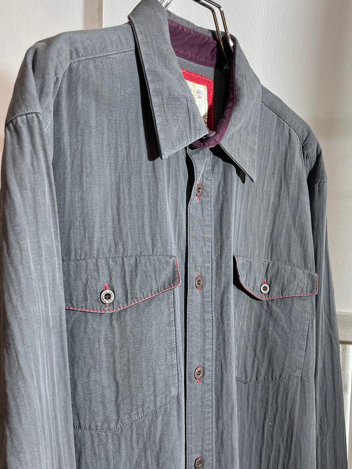 2000s "Timberland" stitched stripe design work shirt