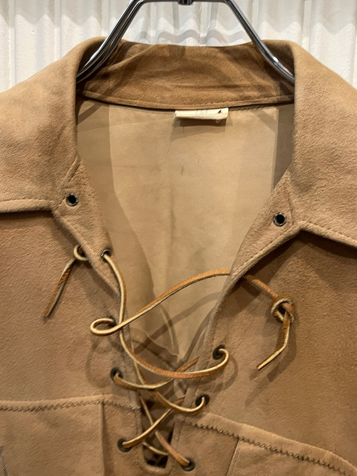 1970s suede leather laceup pullover