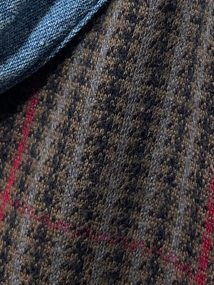 1990s houndstooth band collar pullover shirt