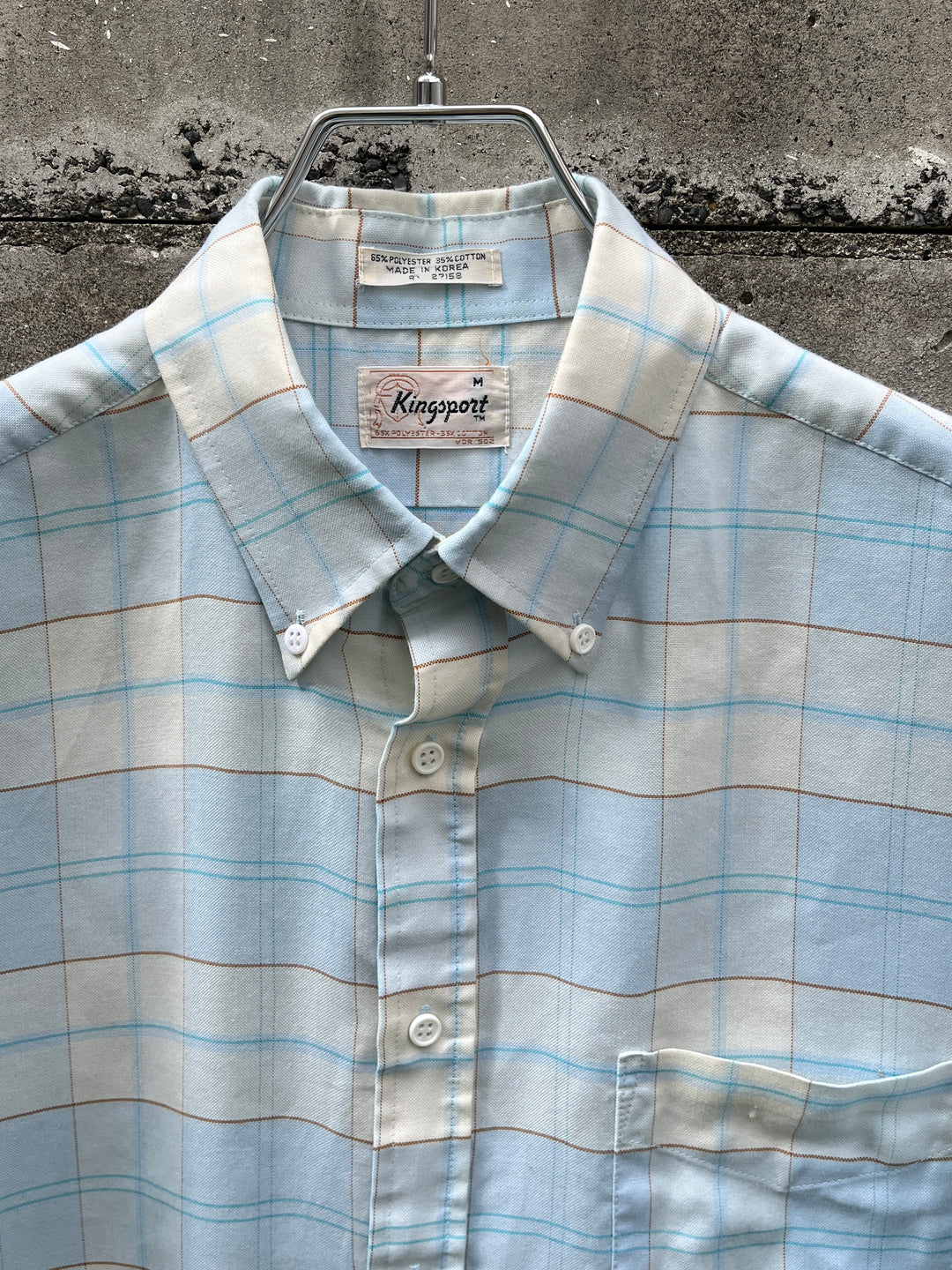 1980-90s pale blue × white checkered s/s B.D shirt