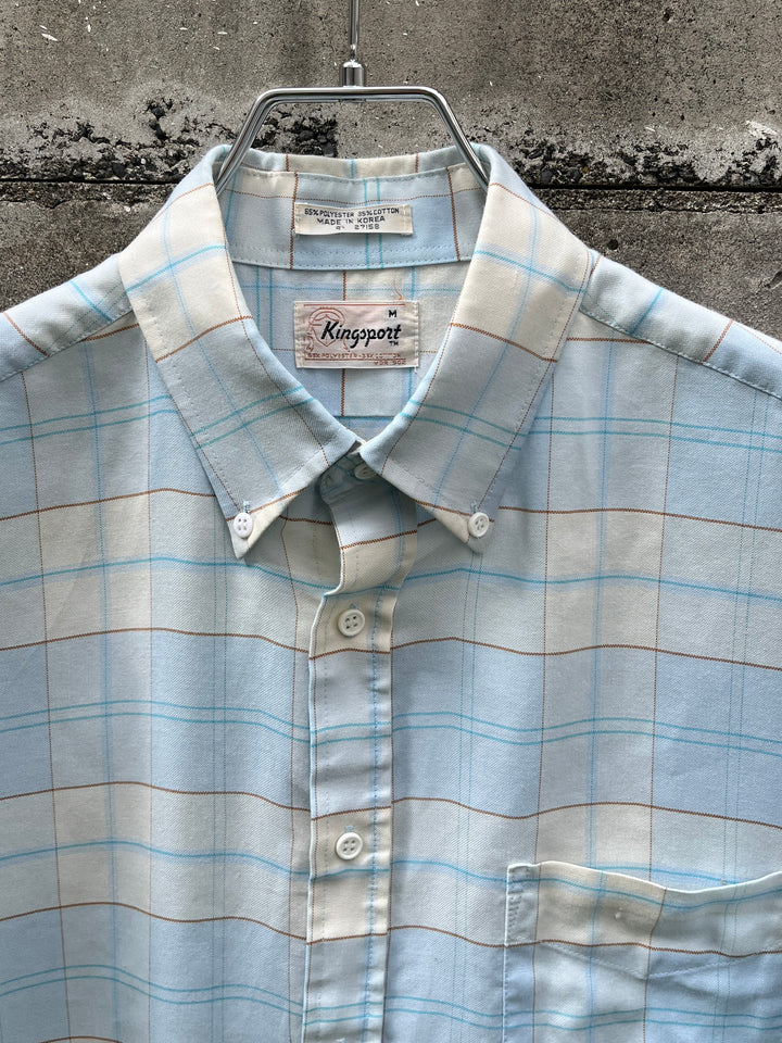 1980-90s pale blue × white checkered s/s B.D shirt