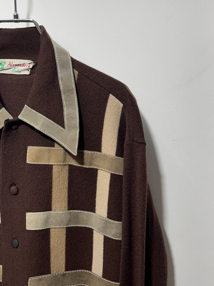 1970s  ITALY made suede panel knit jacket