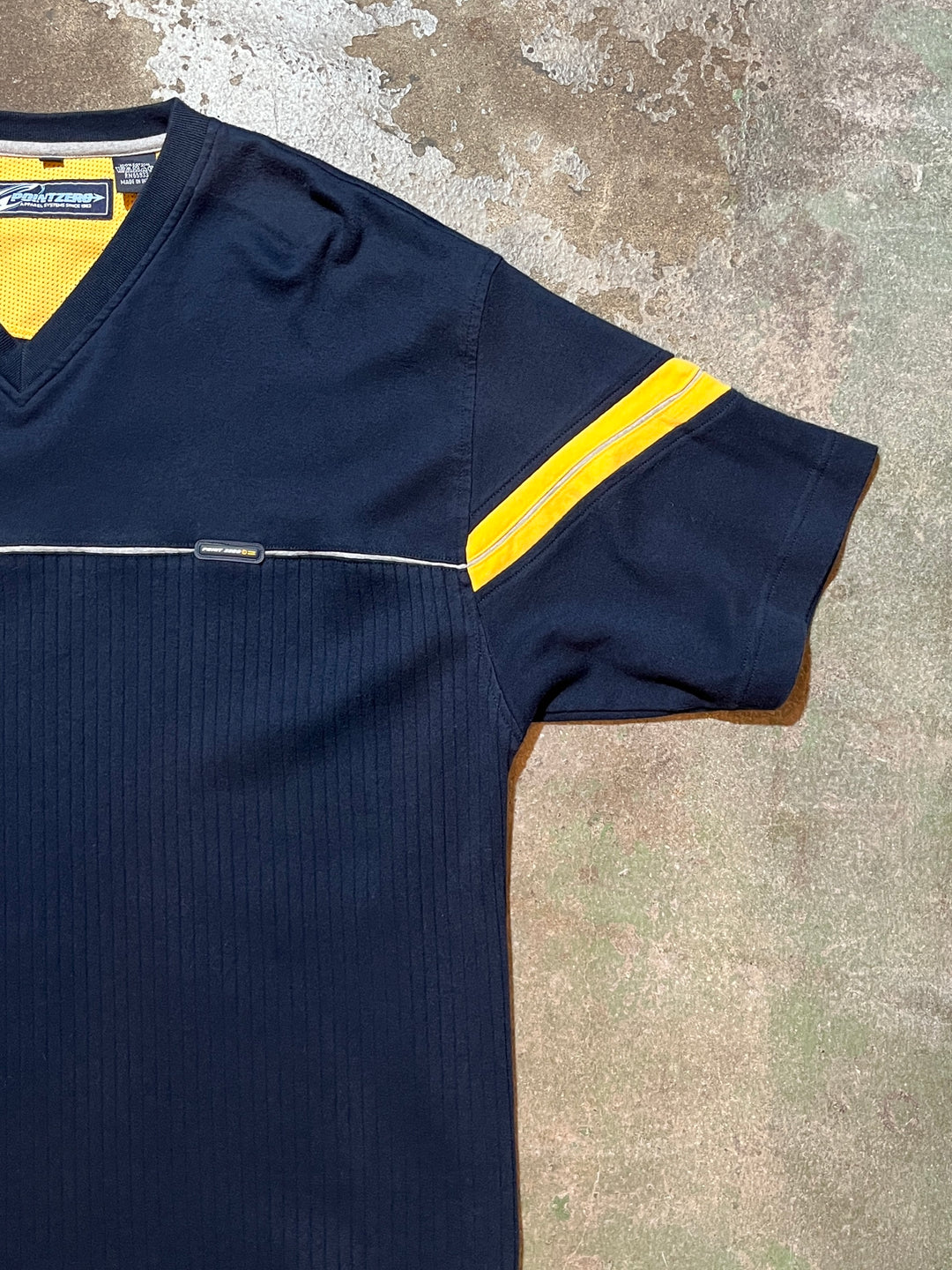 1990-00s "POINT ZERO" two tone panel V-neck T-shirt