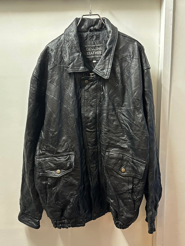 black patchwork leather blouson