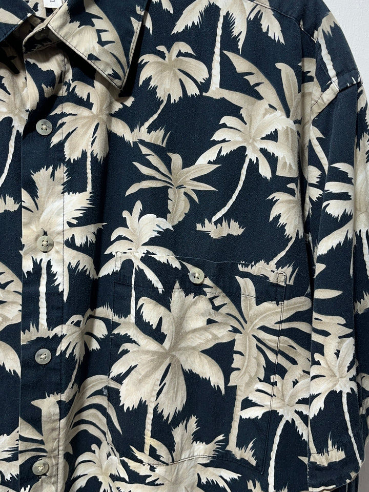 1990s "pierre cardin" palm tree print s/s shirt