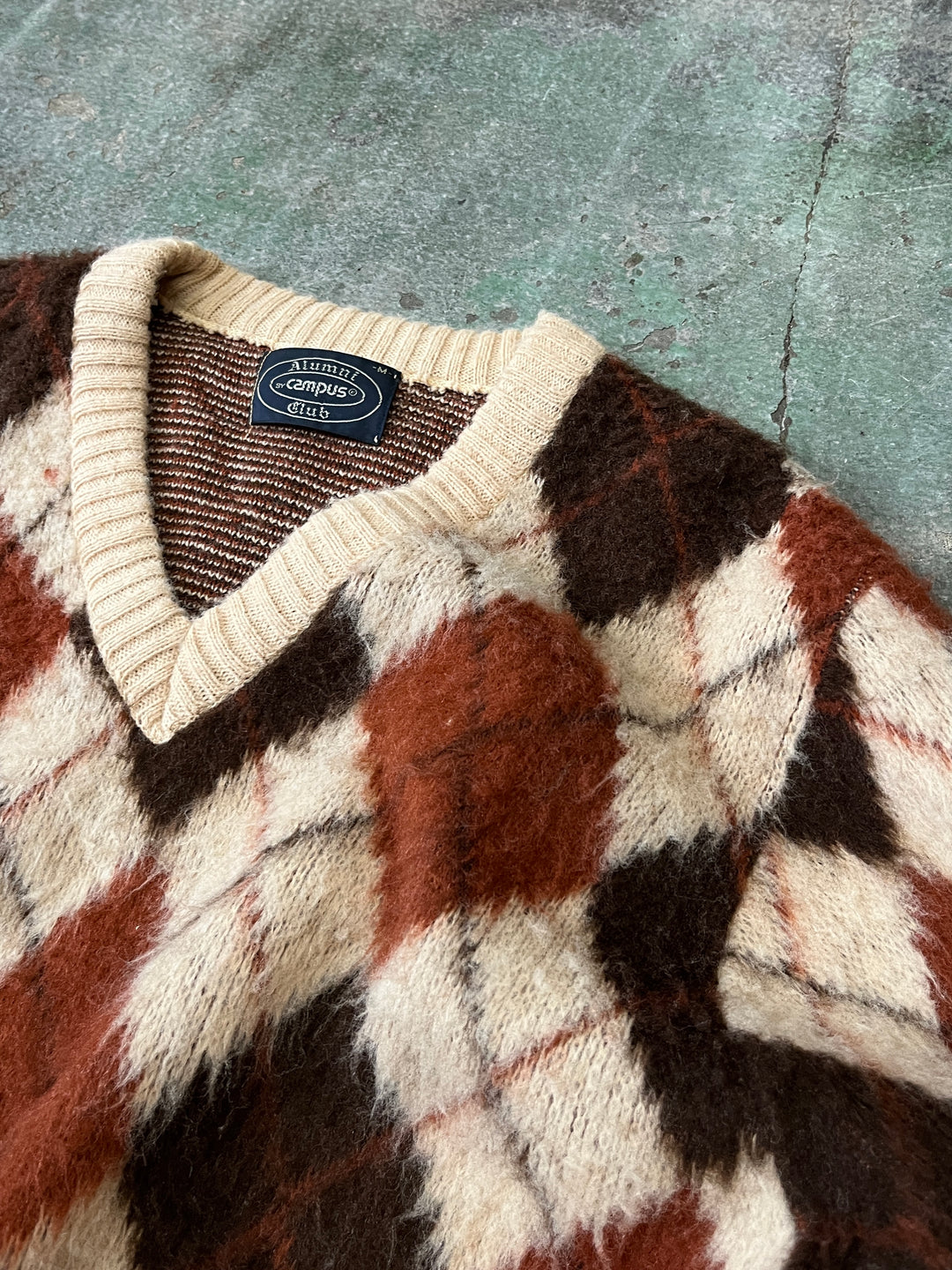1970s "CAMPUS" argyle mohair knit