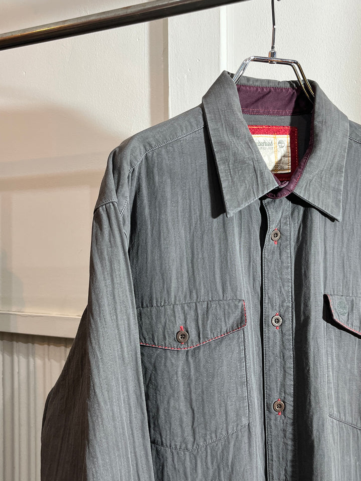 2000s "Timberland" stitched stripe design work shirt
