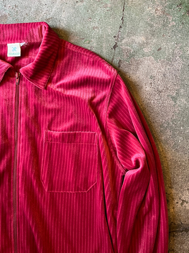 1980-90s "HABAND" magenta velour track jacket