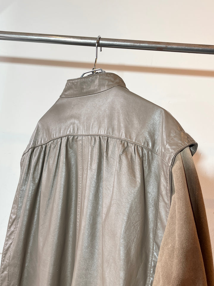 1980s USA made gray × beige panel leather jacket