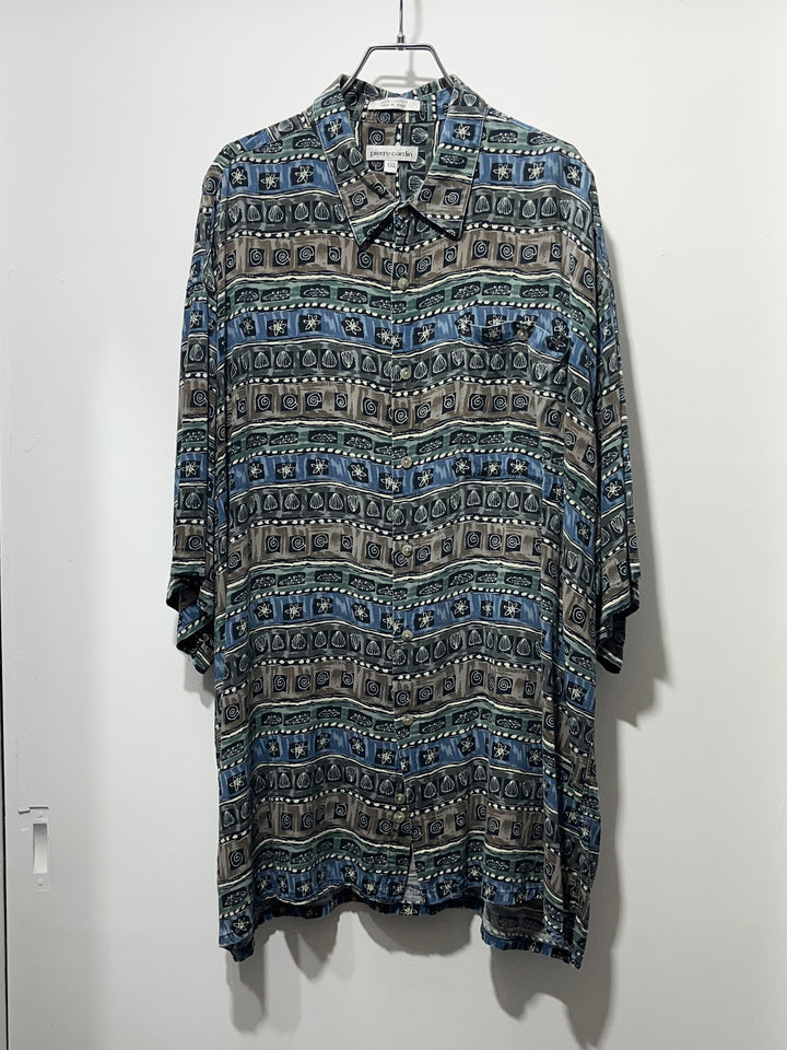 1990s "pierre cardin" shell art pattern s/s shirt