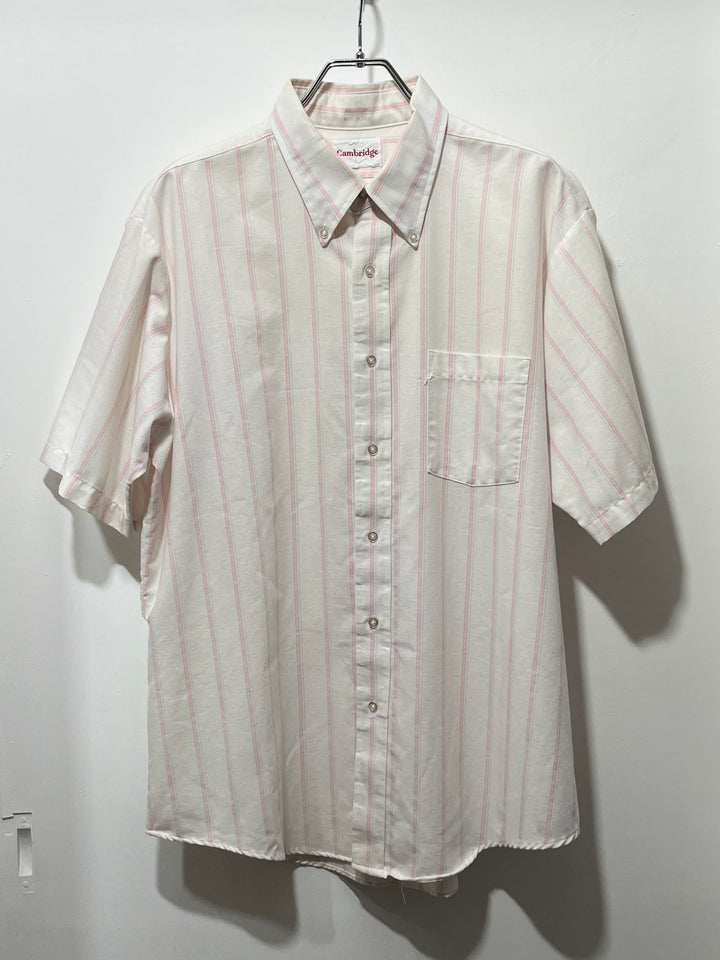 1980-90s USA made pale pink stripes s/s shirt