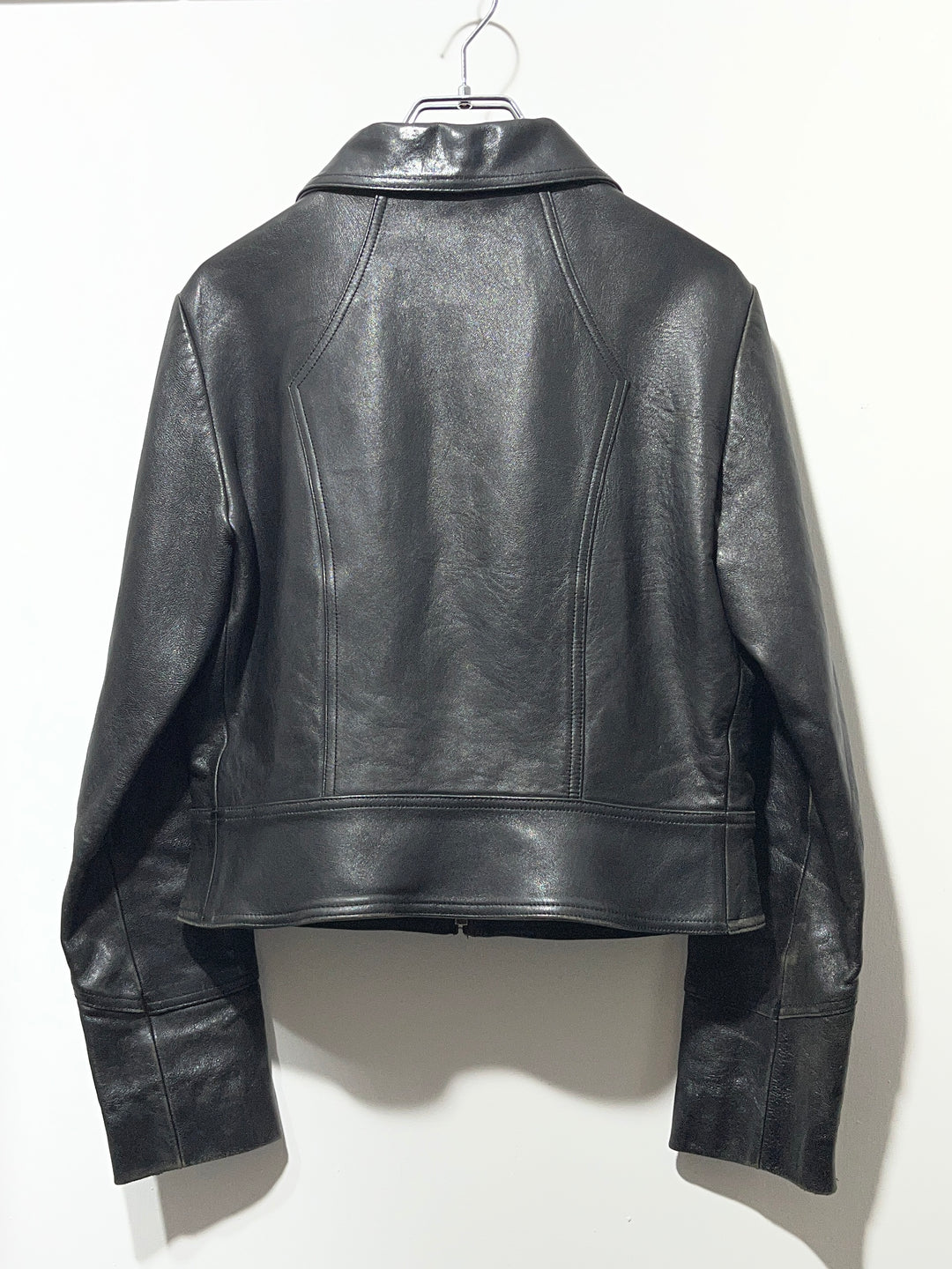 1990-00s black cropped leather jacket
