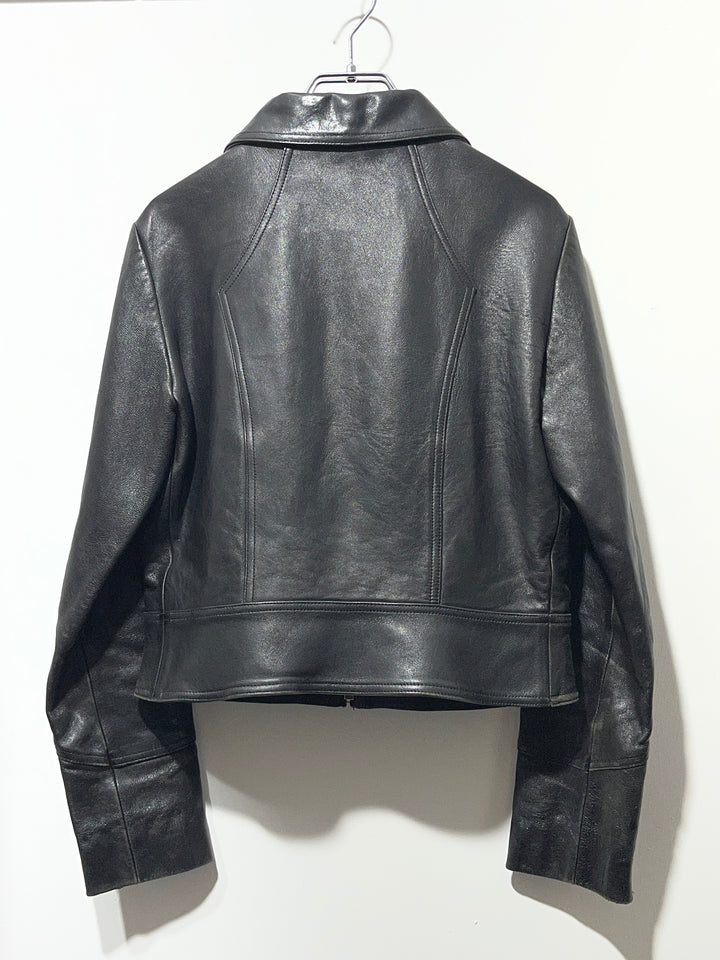 1990-00s black cropped leather jacket