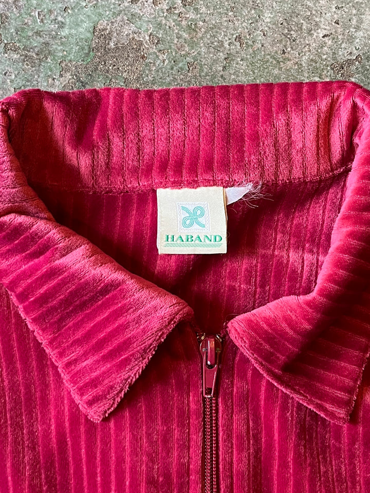 1980-90s "HABAND" magenta velour track jacket
