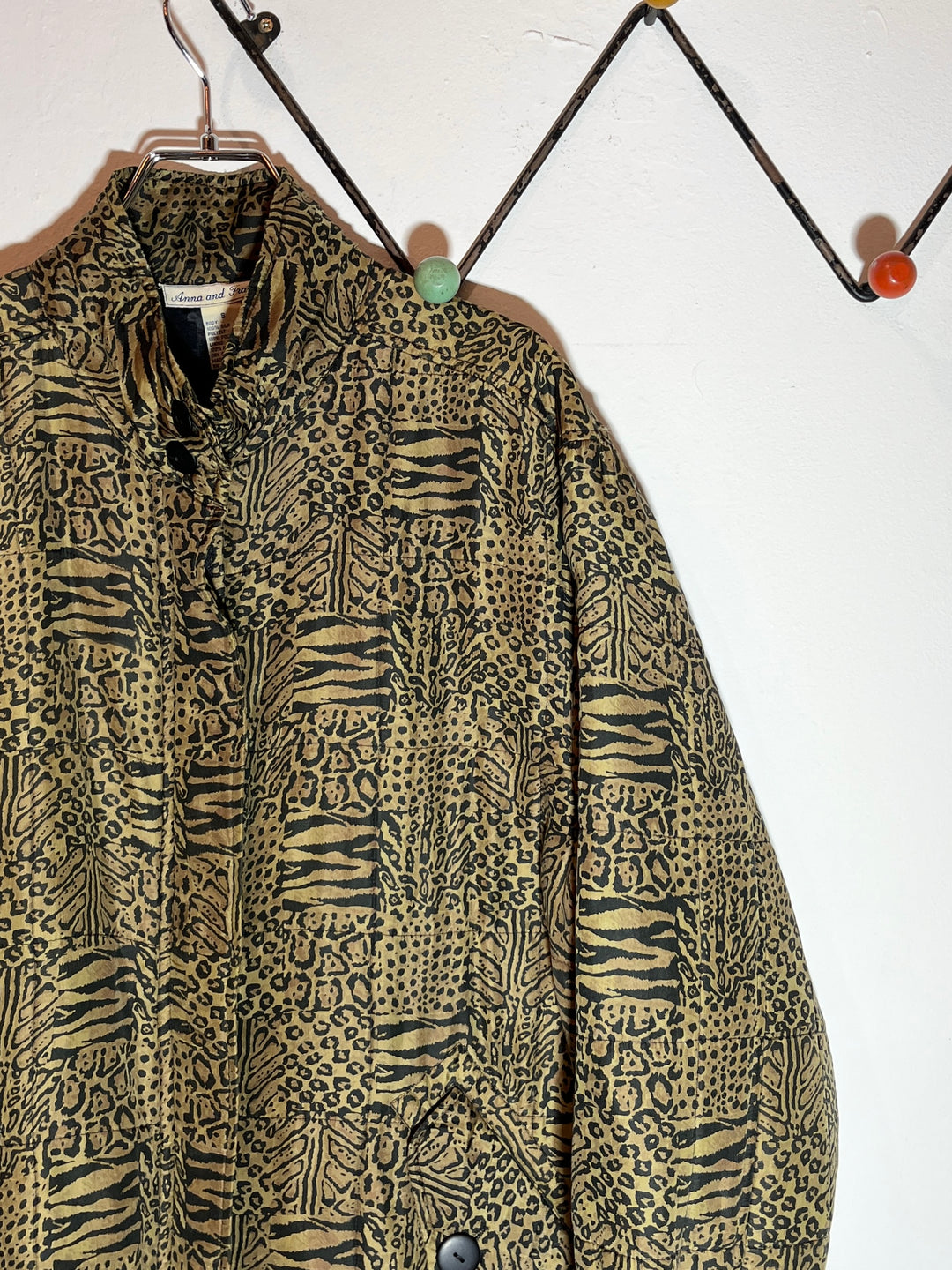 1990s feline pattern padded jacket