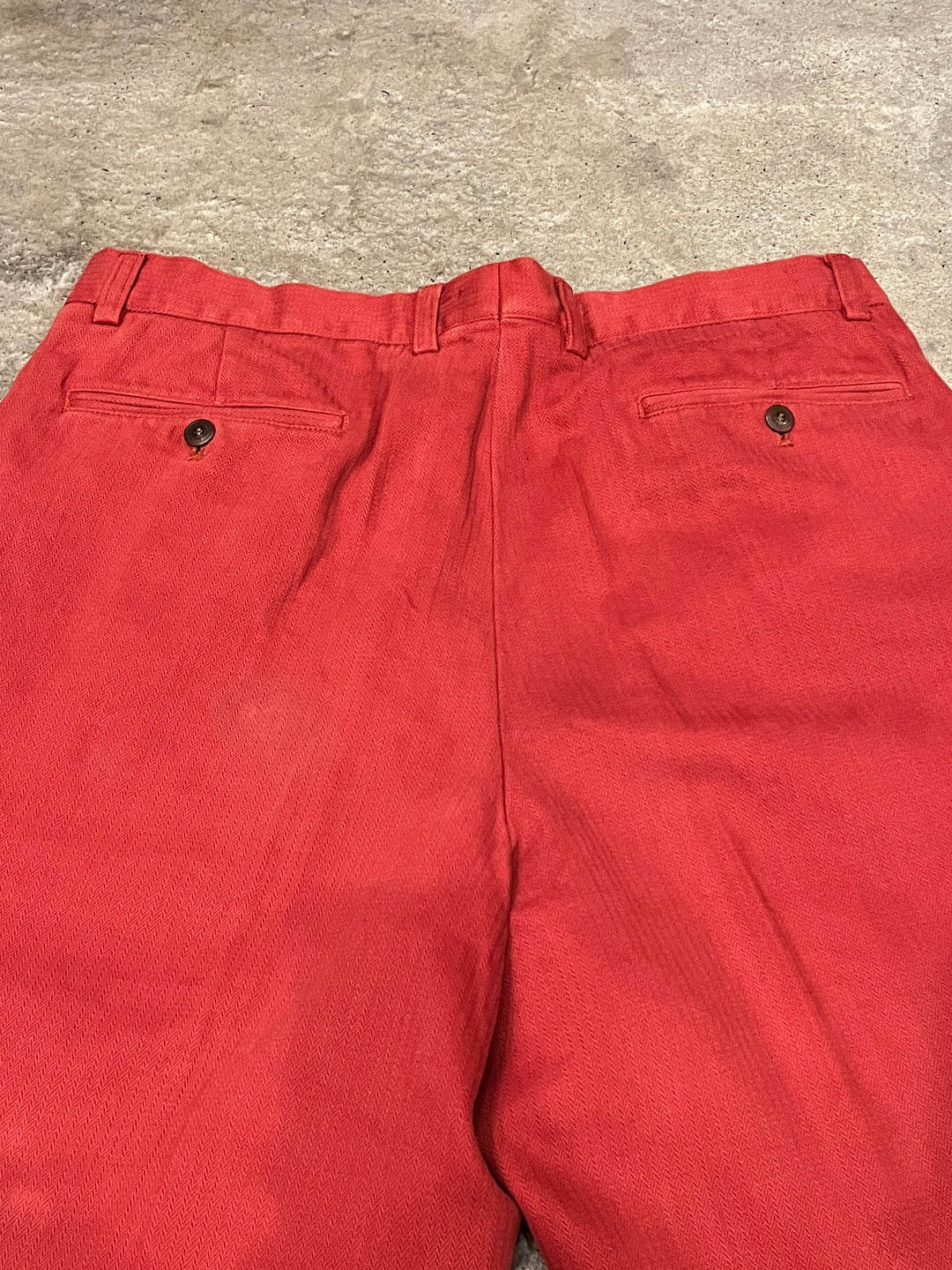 1980-90s vermilion color herringbone pants