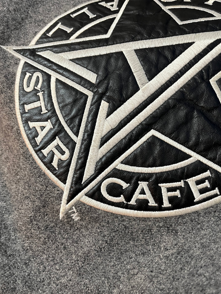 1990s USA made "ALL STAR CAFE" official leather × melton varsity jacket