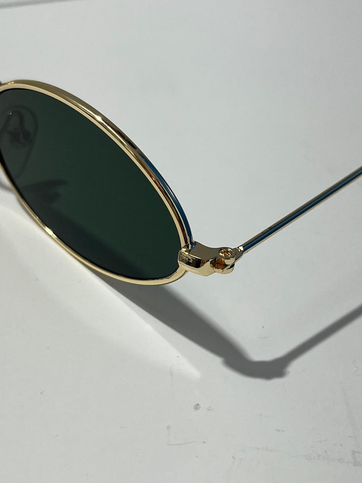 1990s dead stock oval sunglasses gold × black