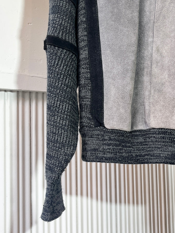 1980s "PIONEER WEAR" suede leather x knit panel jacket