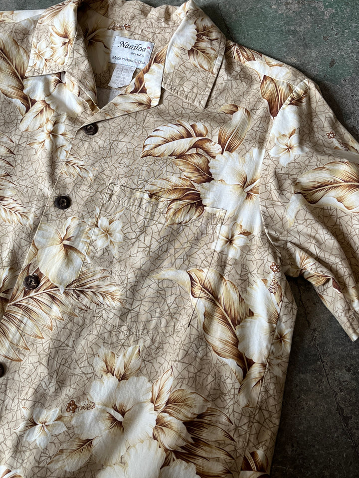 1980-90s "Naniloa" all-over pattern s/s open collar shirt